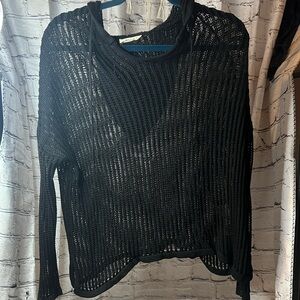 ADORA Black Open-Knit Women's Sweater
